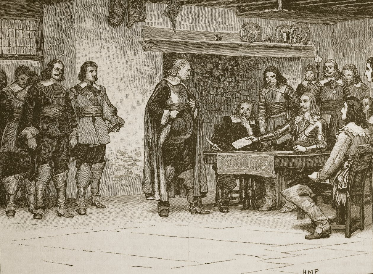 Interview tussen Charles en de graaf van Denbigh, illustratie uit Cassells Illustrated History of England door English School