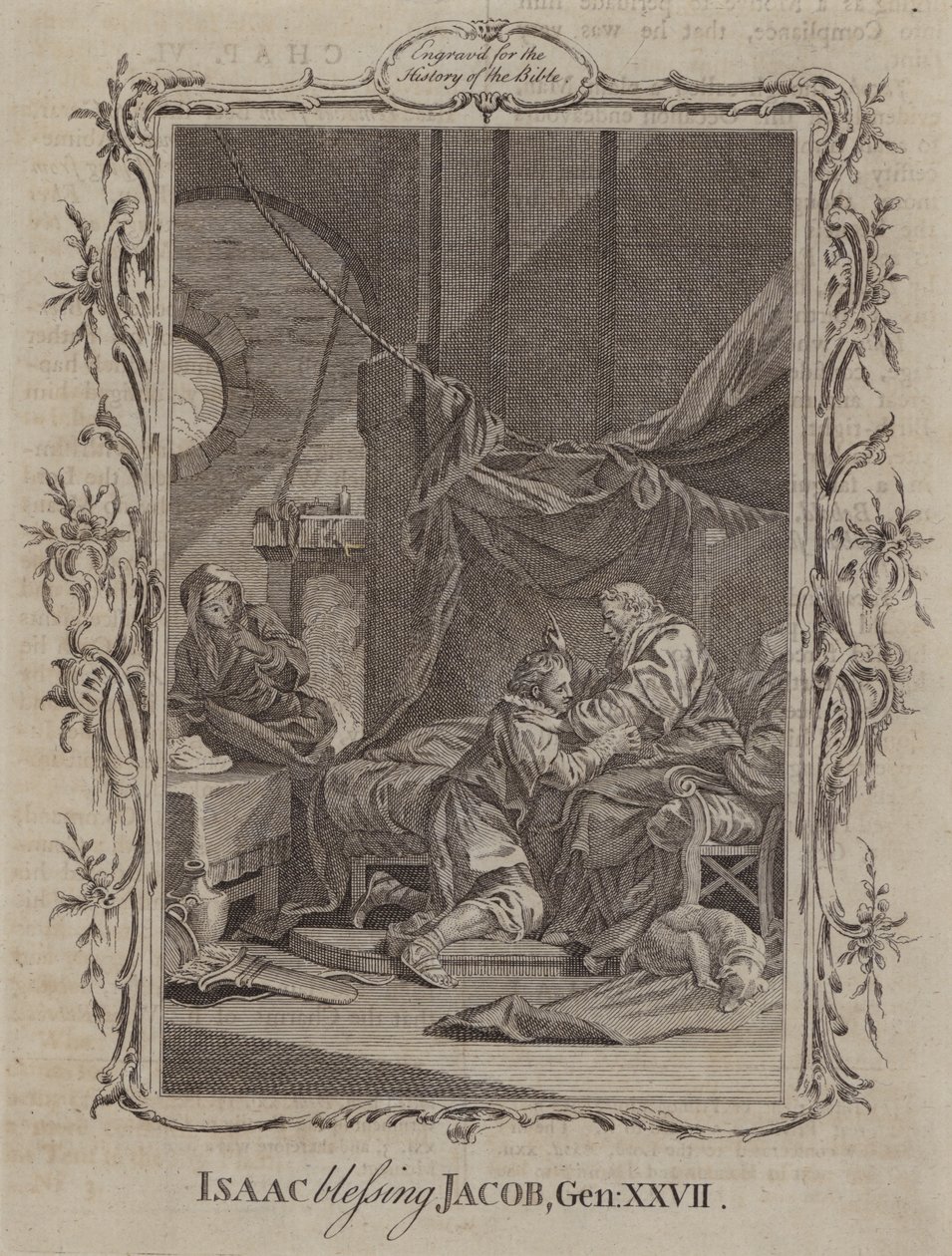 Isaak zegent Jakob (gravure) door English School