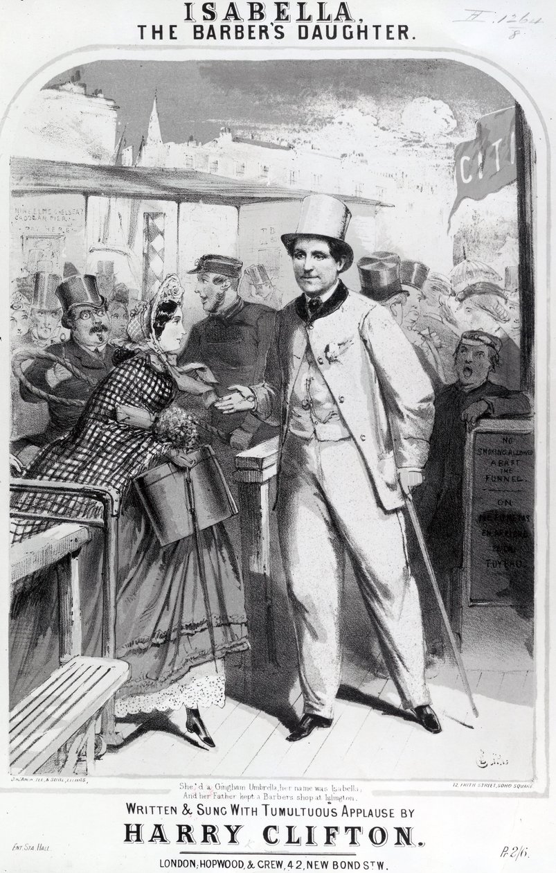 Isabella de dochter van de kapper, advertentie voor de muziek van Harry Clifton, 1865 door English School