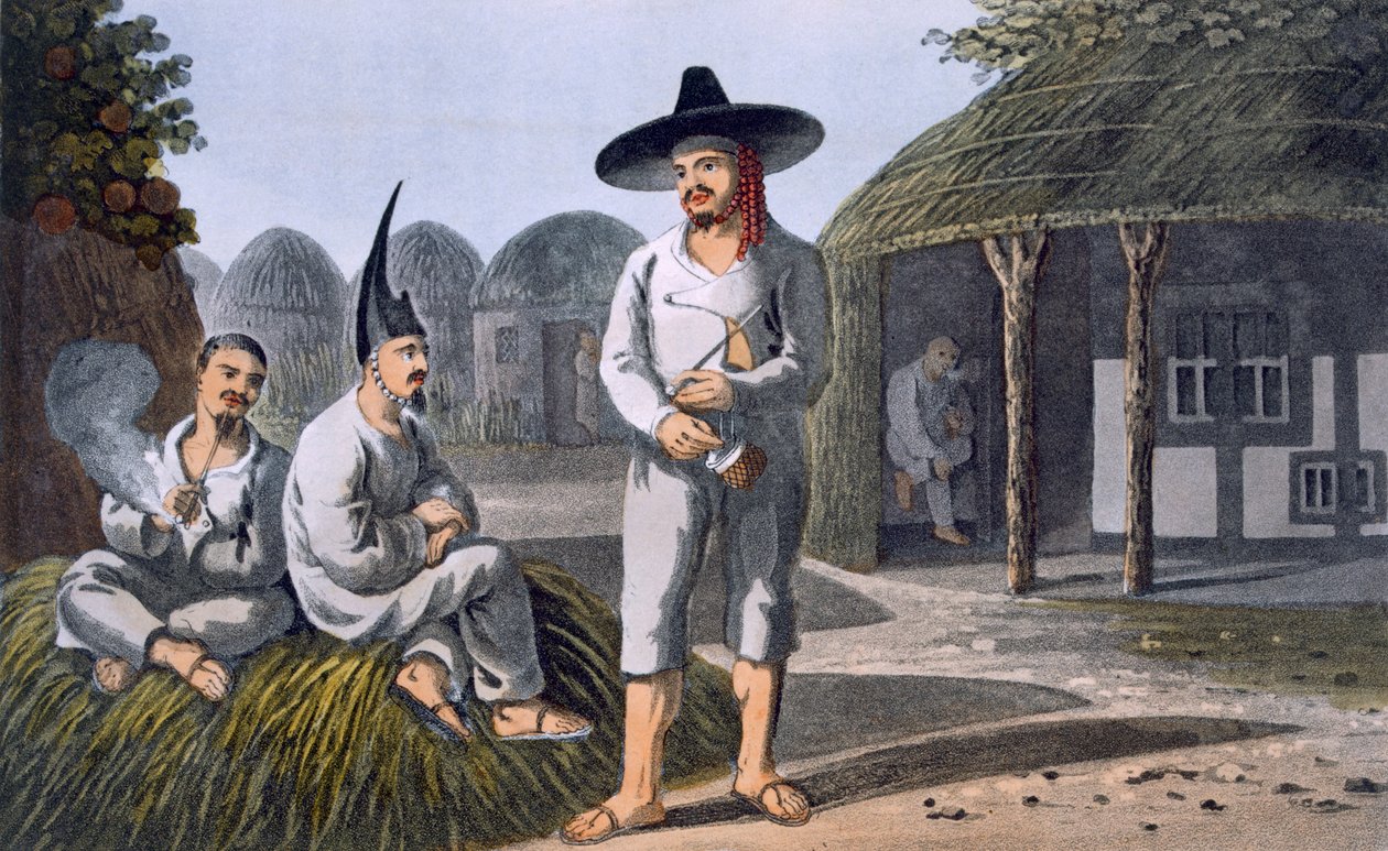 Eilandbewoners van de Sir James Halls Groep, 1820 door English School