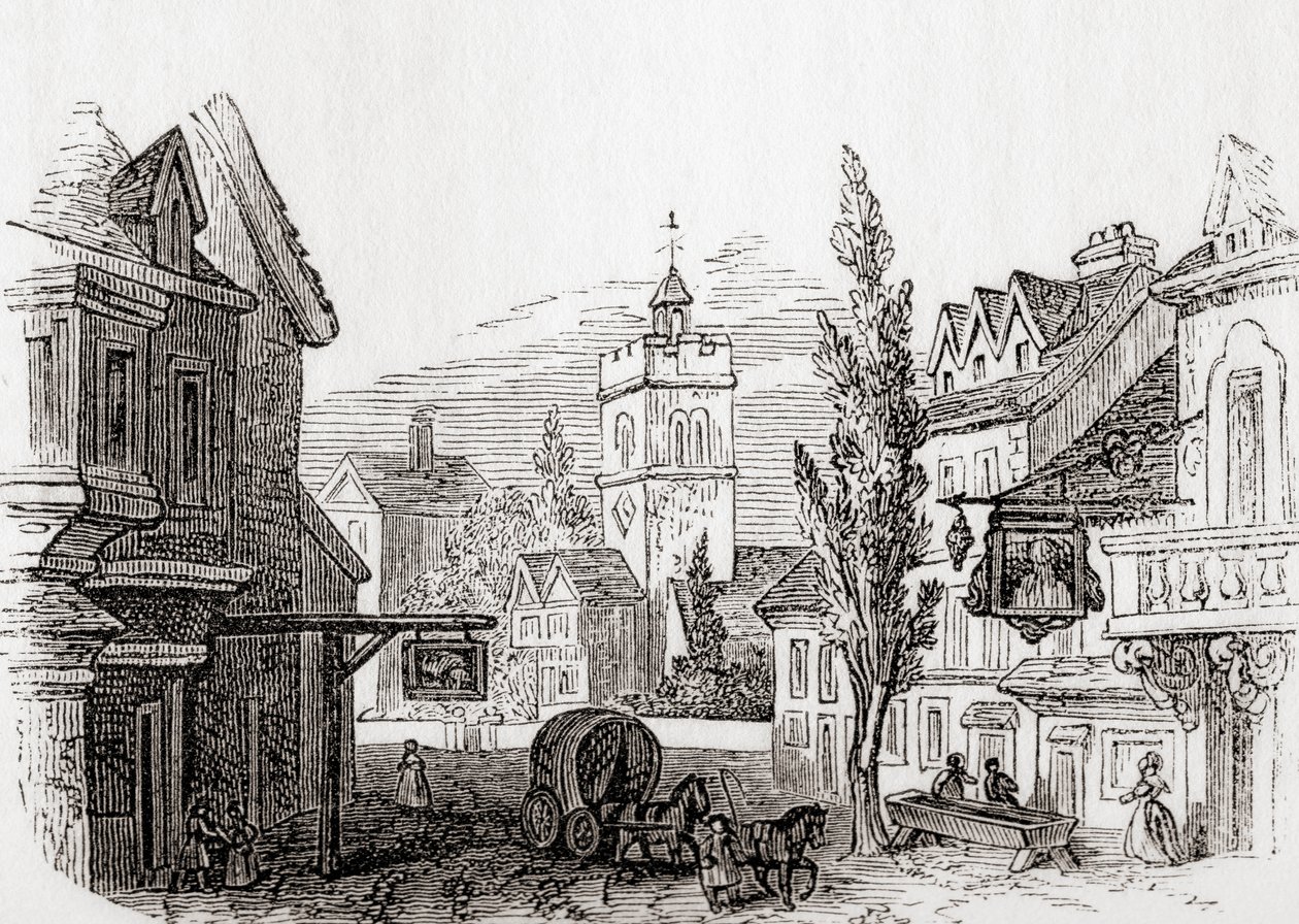 Islington, Groot-Londen, Engeland in 1760, uit Old England: A Pictorial Museum, uitgegeven 1847 door English School