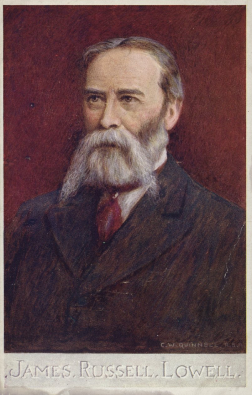 James Russell Lowell (1819-1891), Amerikaans dichter en diplomaat (kleurenlitho) door English School