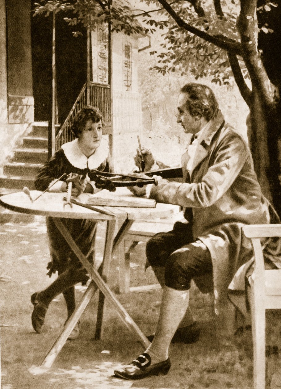 Johann Wolfgang von Goethe leert zijn zoon August schieten met een kruisboog door English School