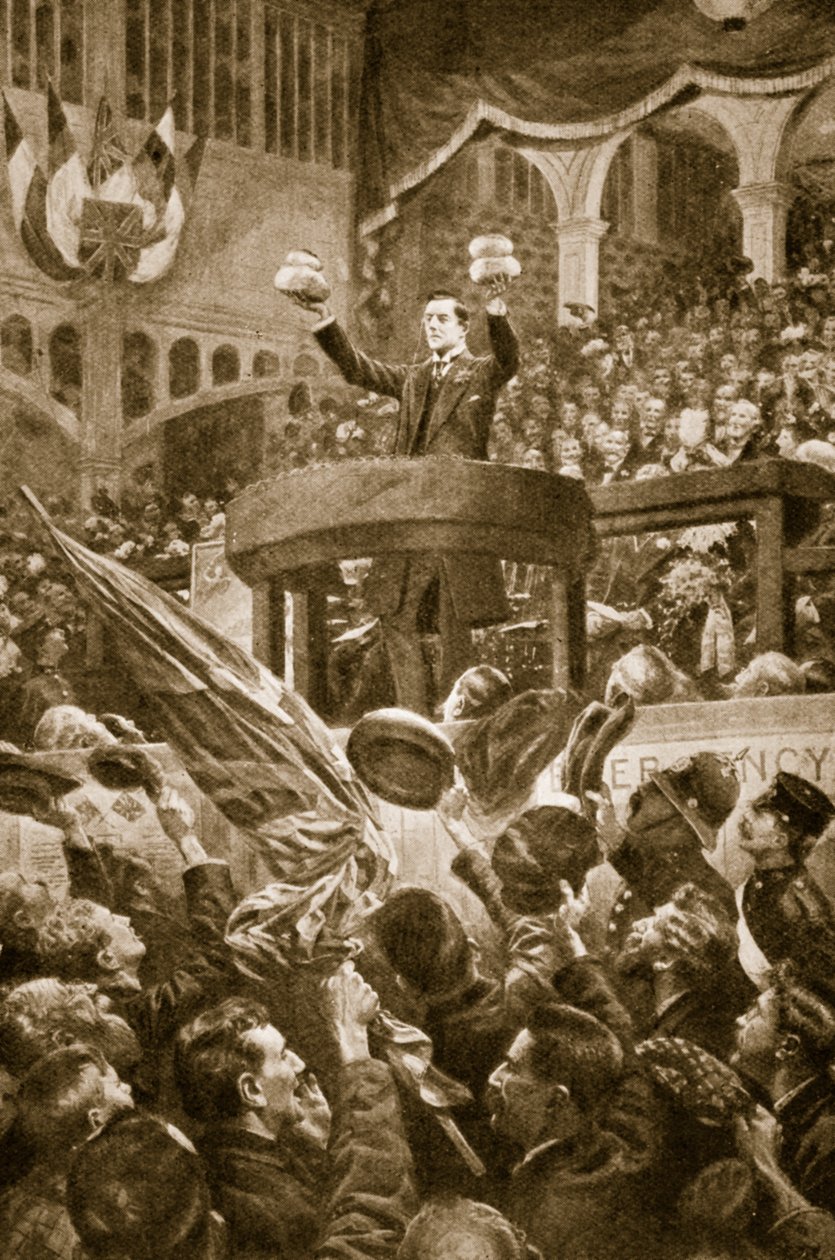 Joseph Chamberlain in Bingley Hall, Birmingham op 4 november 1903 door English School