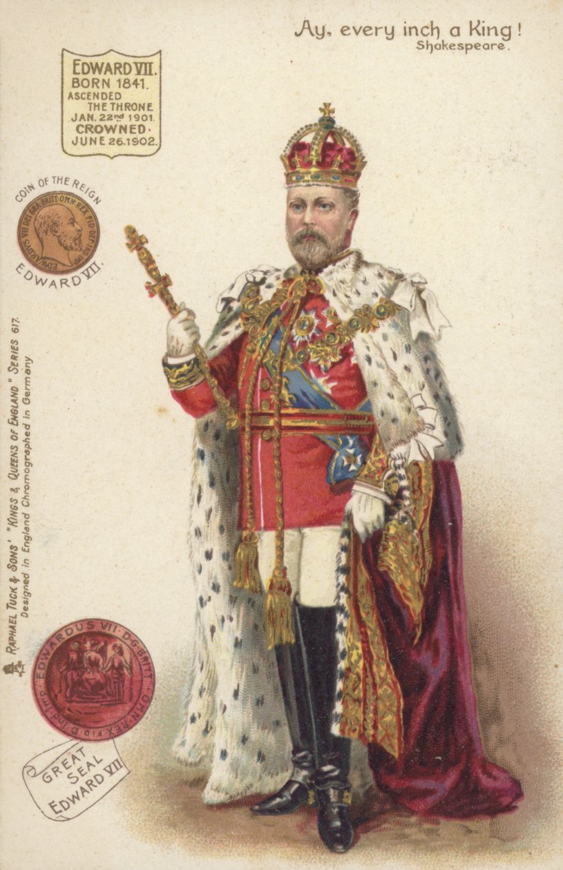Koning Edward VII (kleurenlitho) door English School