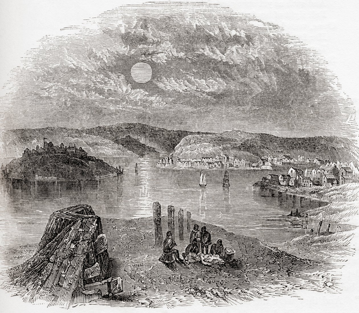Kinsale, County Cork, Ierland in de 19e eeuw, uit Old England: A Pictorial Museum, uitgegeven 1847 door English School