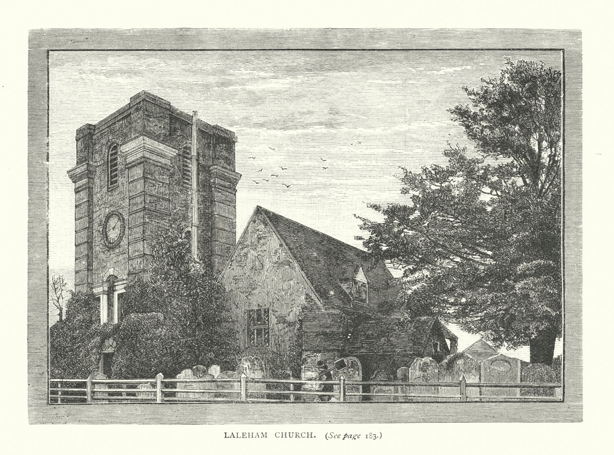 Laleham Kerk (gravure) door English School