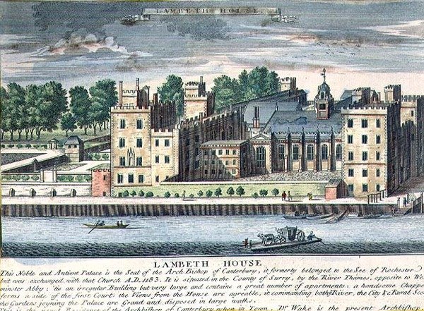 Lambeth House, Residentie van de Aartsbisschop van Canterbury, ca. 1715-37 door English School