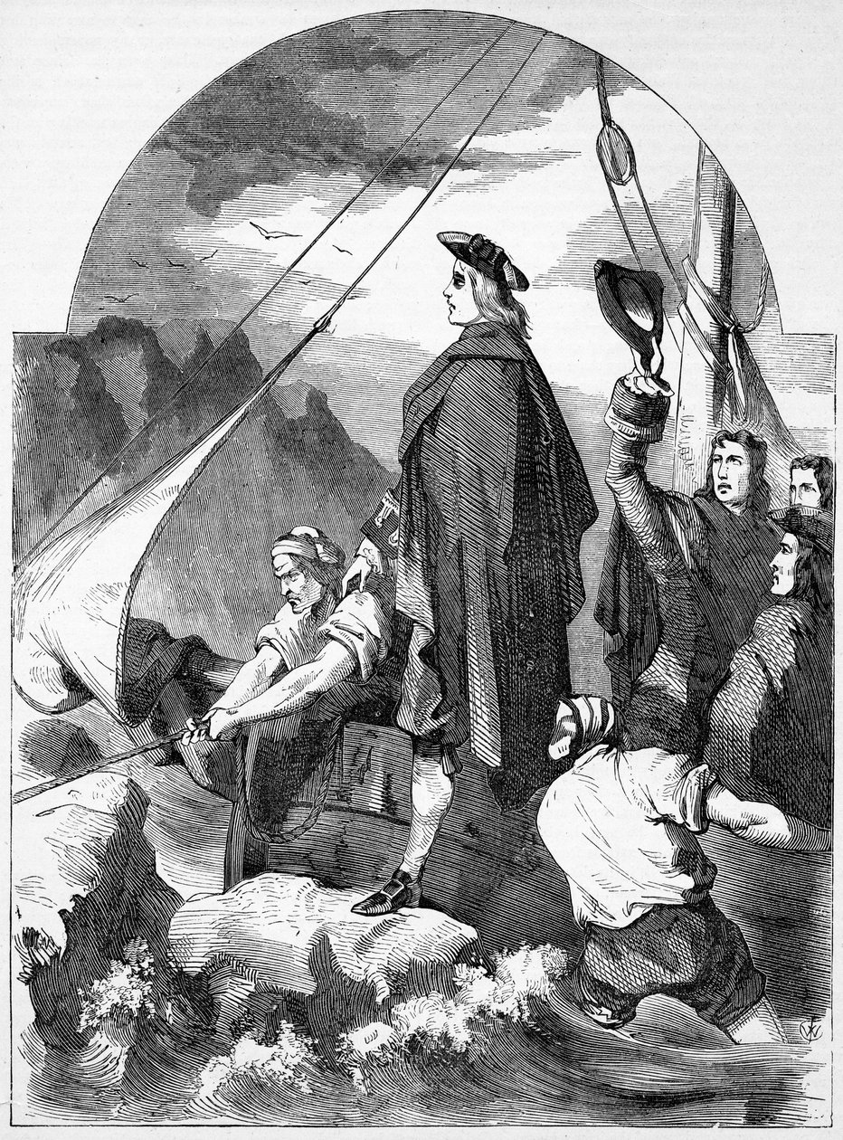 Landing van de Chevalier de St. George in Schotland, illustratie uit 