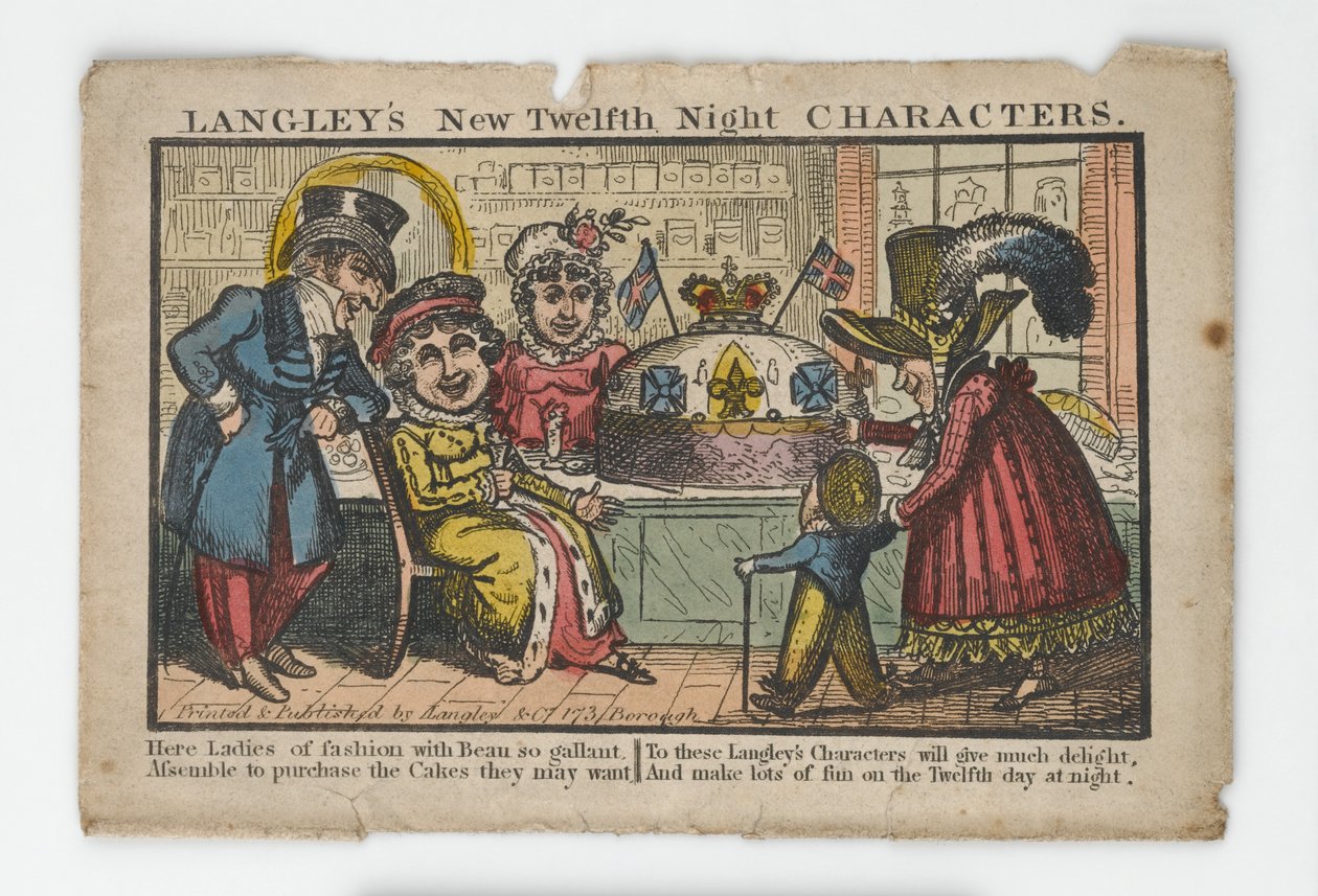 Langleys Nieuwe Driekoningen Karakters Envelop, 1818 door English School