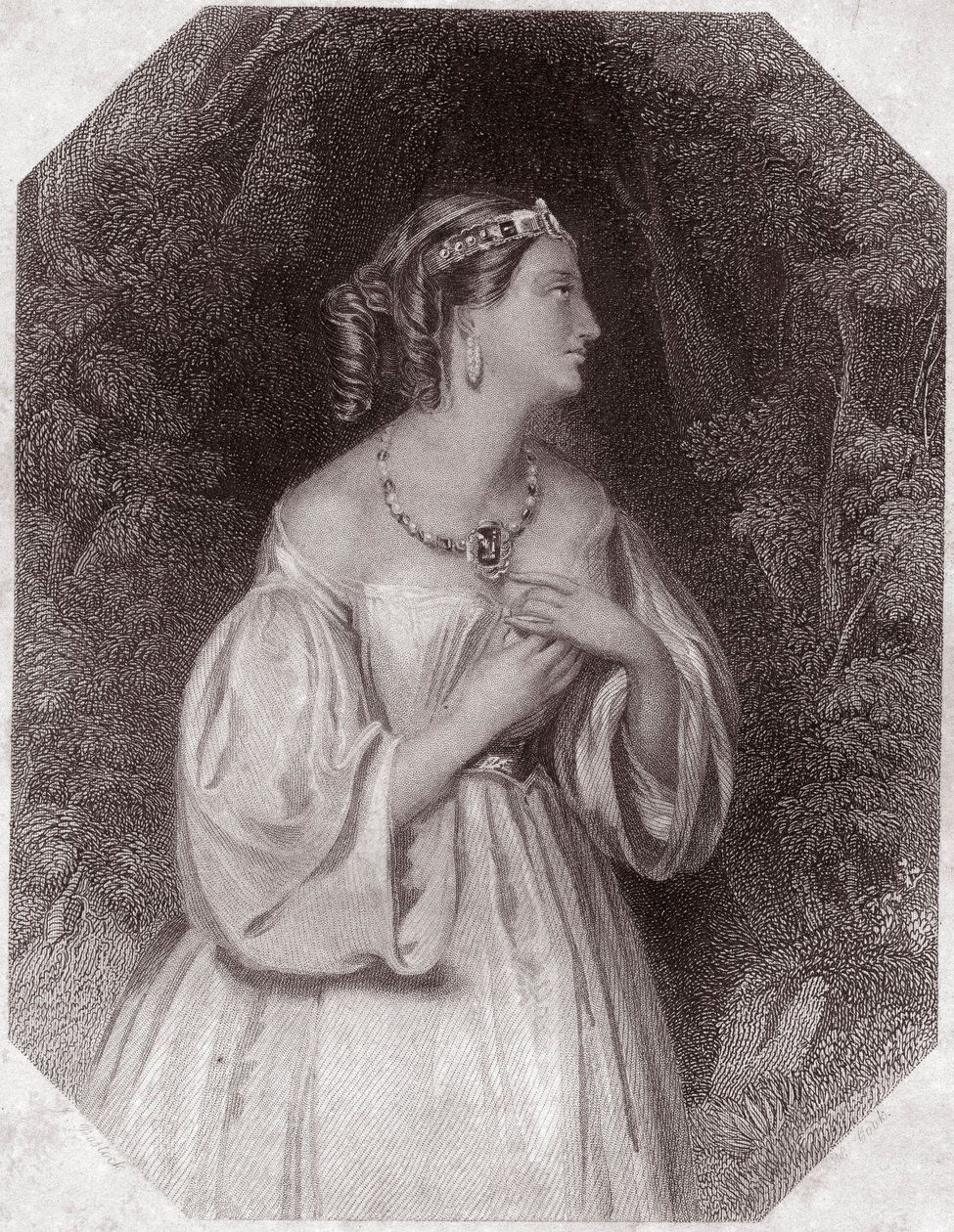 Lavinia, dochter van Titus, verloofde van Bassianus (Titus Andronicus of La Tres Lamentable Roman Tragedie door Titus Andronicus) in - 