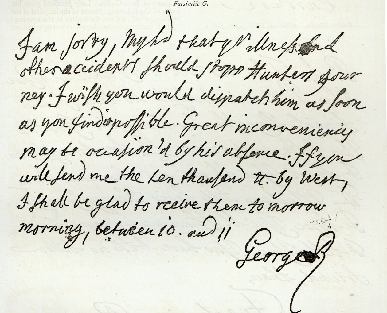 Brief van George II aan de hertog van Newcastle, 1759, gepubliceerd in 