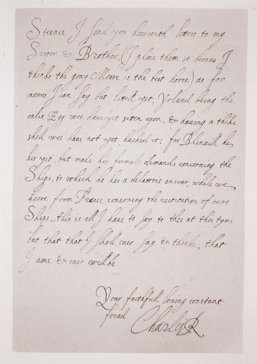 Brief van Karel I aan de hertog van Buckingham door English School