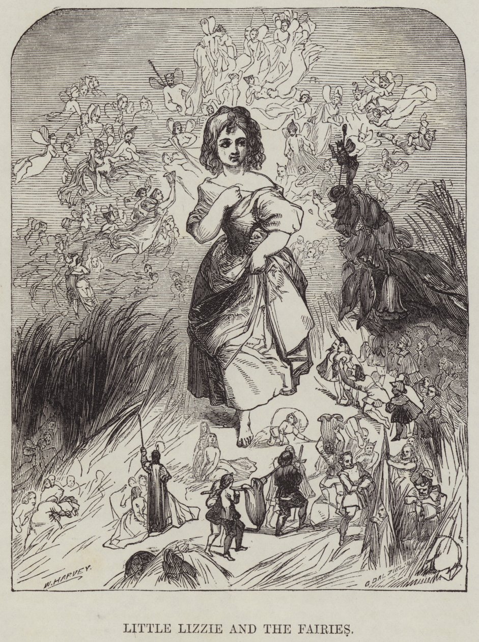 Kleine Lizzie en de feeën (gravure) door English School