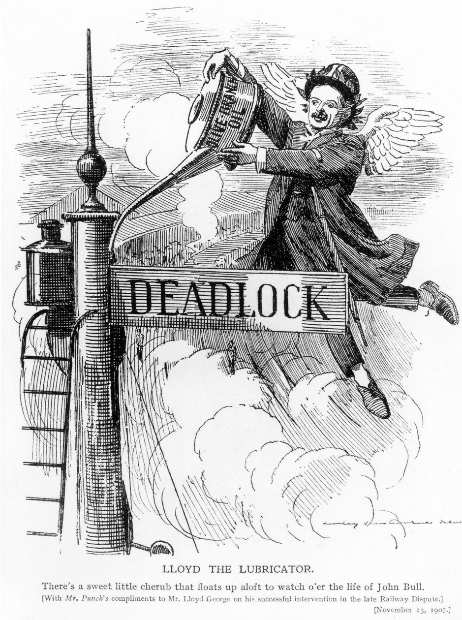 Lloyd de smeermiddelaar, uit Punch magazine, 13 november 1907 door English School