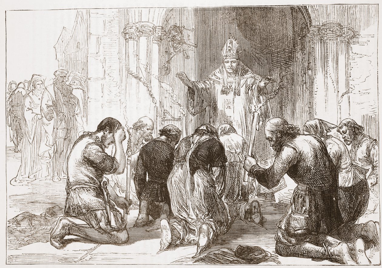 Lollards doen afstand van hun geloof, illustratie uit De Geschiedenis van het Protestantisme door James Aitken Wylie, 1878 door English School