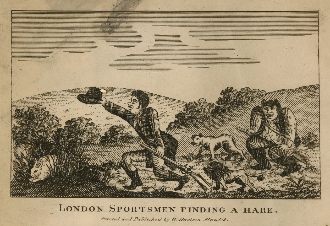 Londense sporters vinden een haas (gravure) door English School