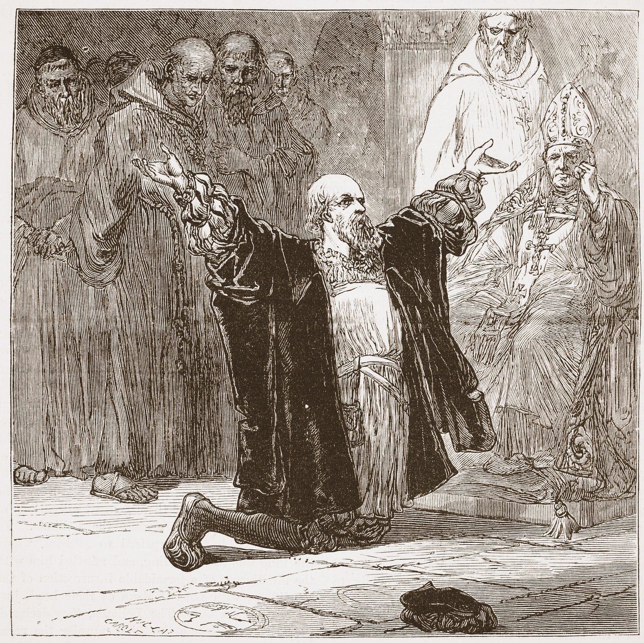 Lord Cobham voor de Bisschoppen, illustratie uit De Geschiedenis van het Protestantisme door James Aitken Wylie, 1878 door English School
