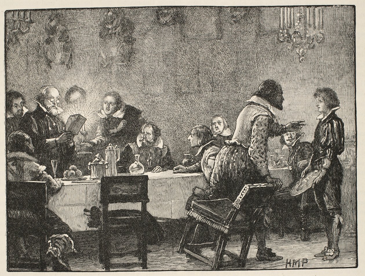 Lord Monteagle en de waarschuwingsbrief over het Kruitplot, illustratie uit Cassells Geïllustreerde Geschiedenis van Engeland door English School