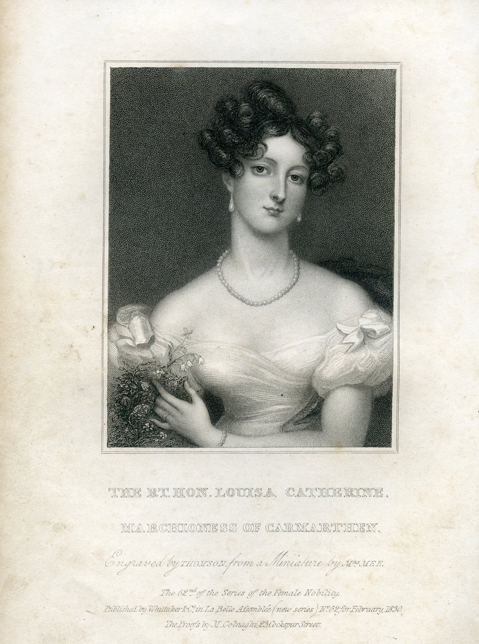 Louisa Catherine Osborne, hertogin van Leeds toen markiezin van Carmarthen, 1830 door English School