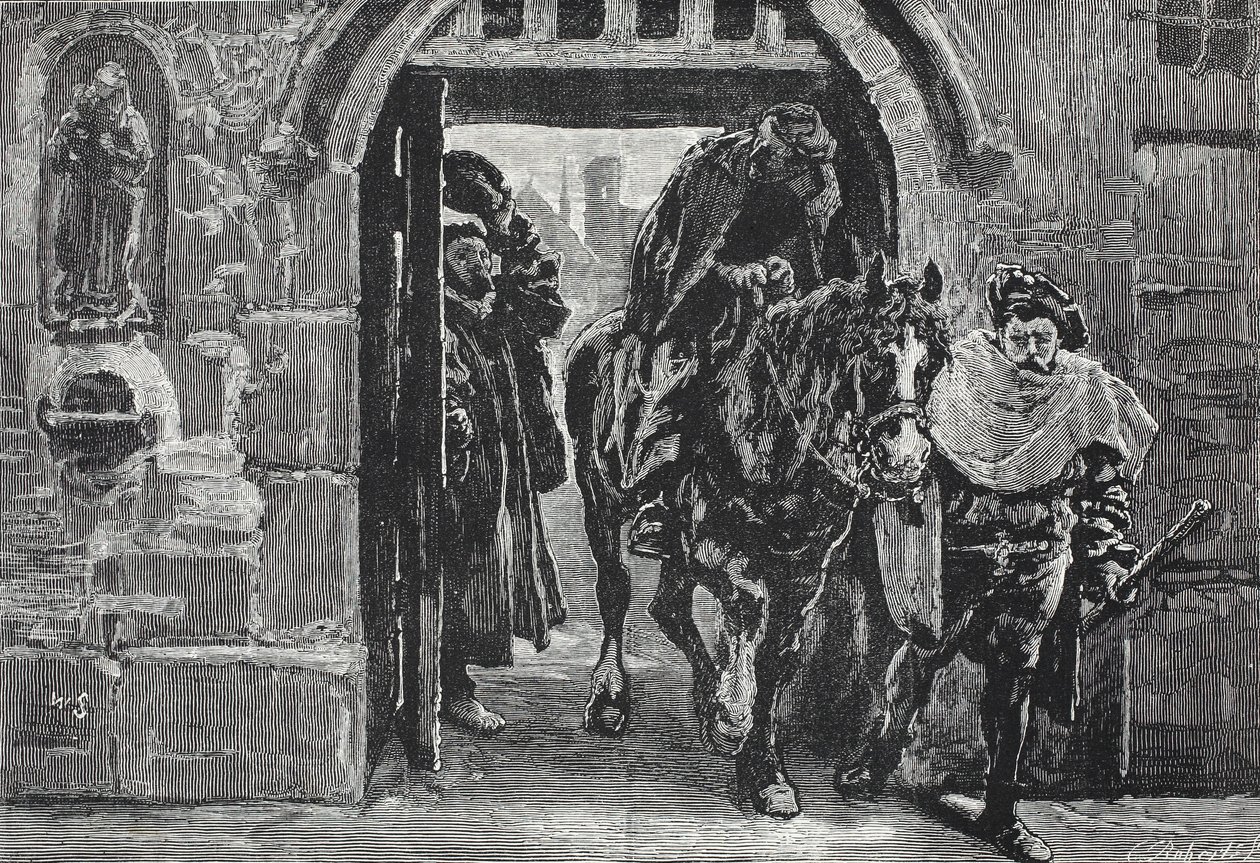 Luther ontsnapt uit Augsburg, illustratie uit The History of Protestantism door James Aitken Wylie (1808-1890), gepubliceerd 1878 door English School