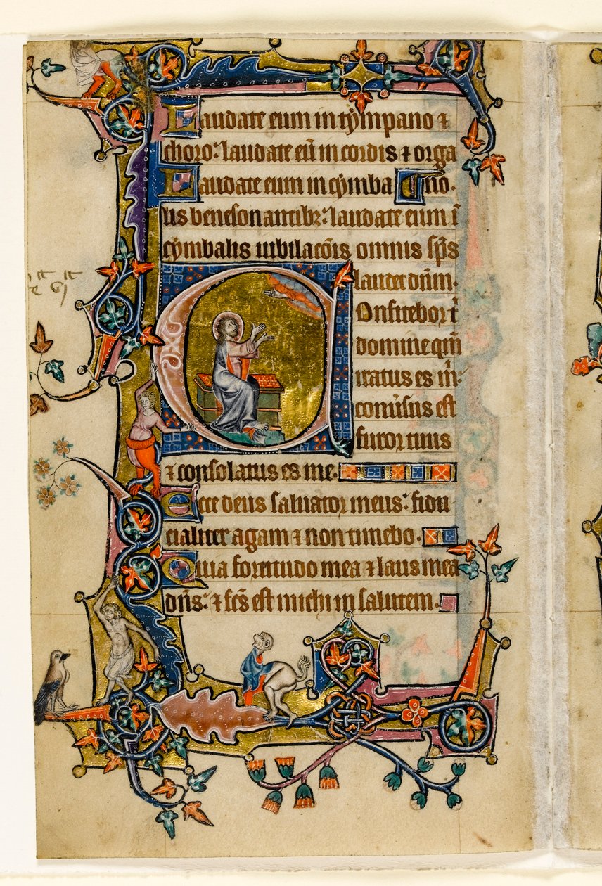 Jesaja die bidt, gehistorieerde initiaal uit de Macclesfield Psalter, Gebruik van Sarum, Oost-Anglia, ca. 1330 door English School