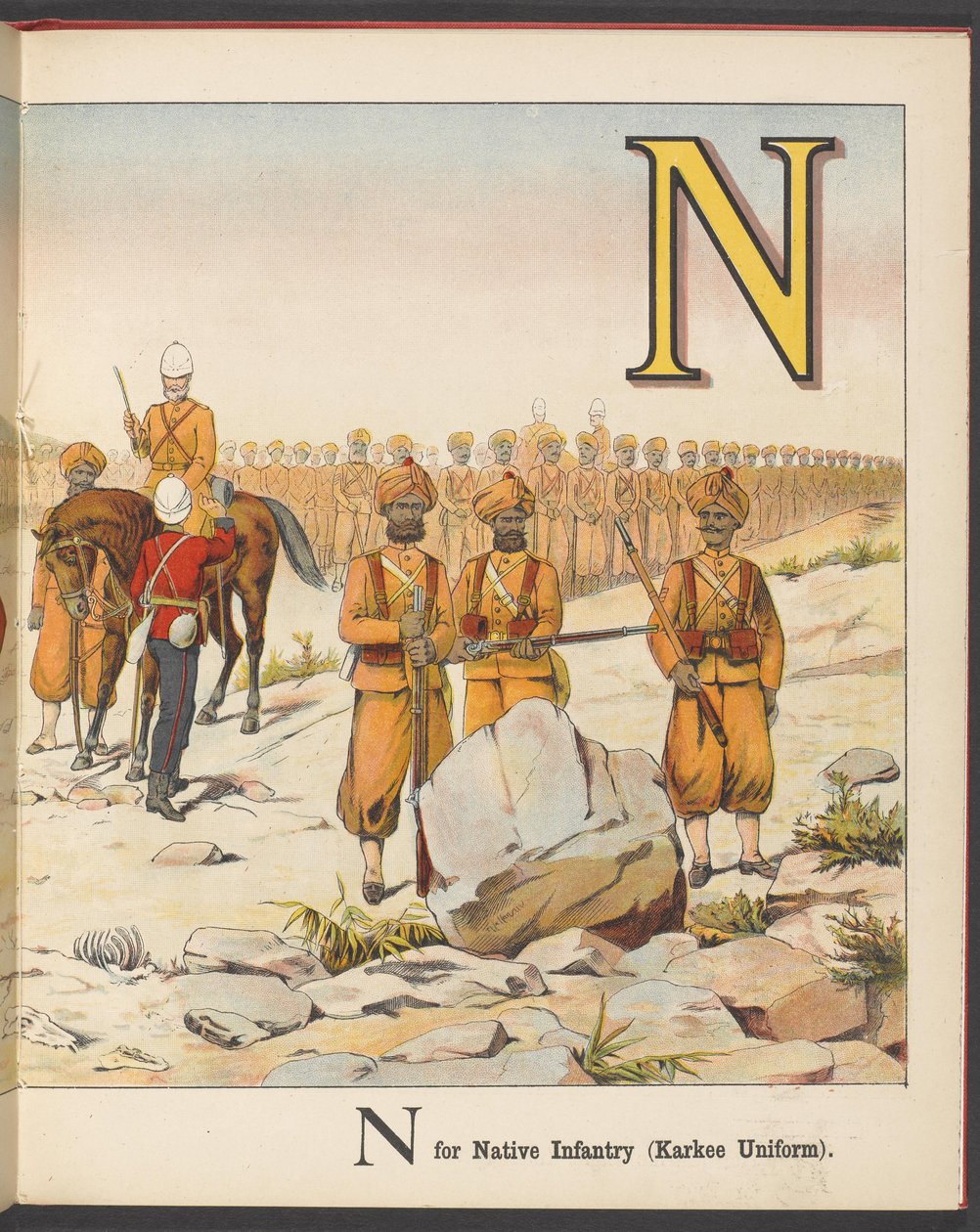 M voor Marine Light Infantry N voor Native Infantry (Khaki Uniform) door English School