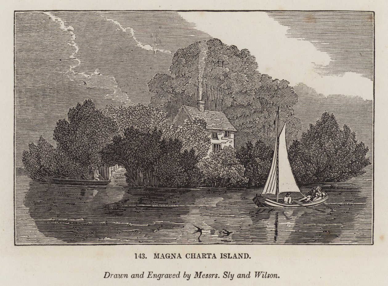 Magna Charta-eiland (gravure) door English School