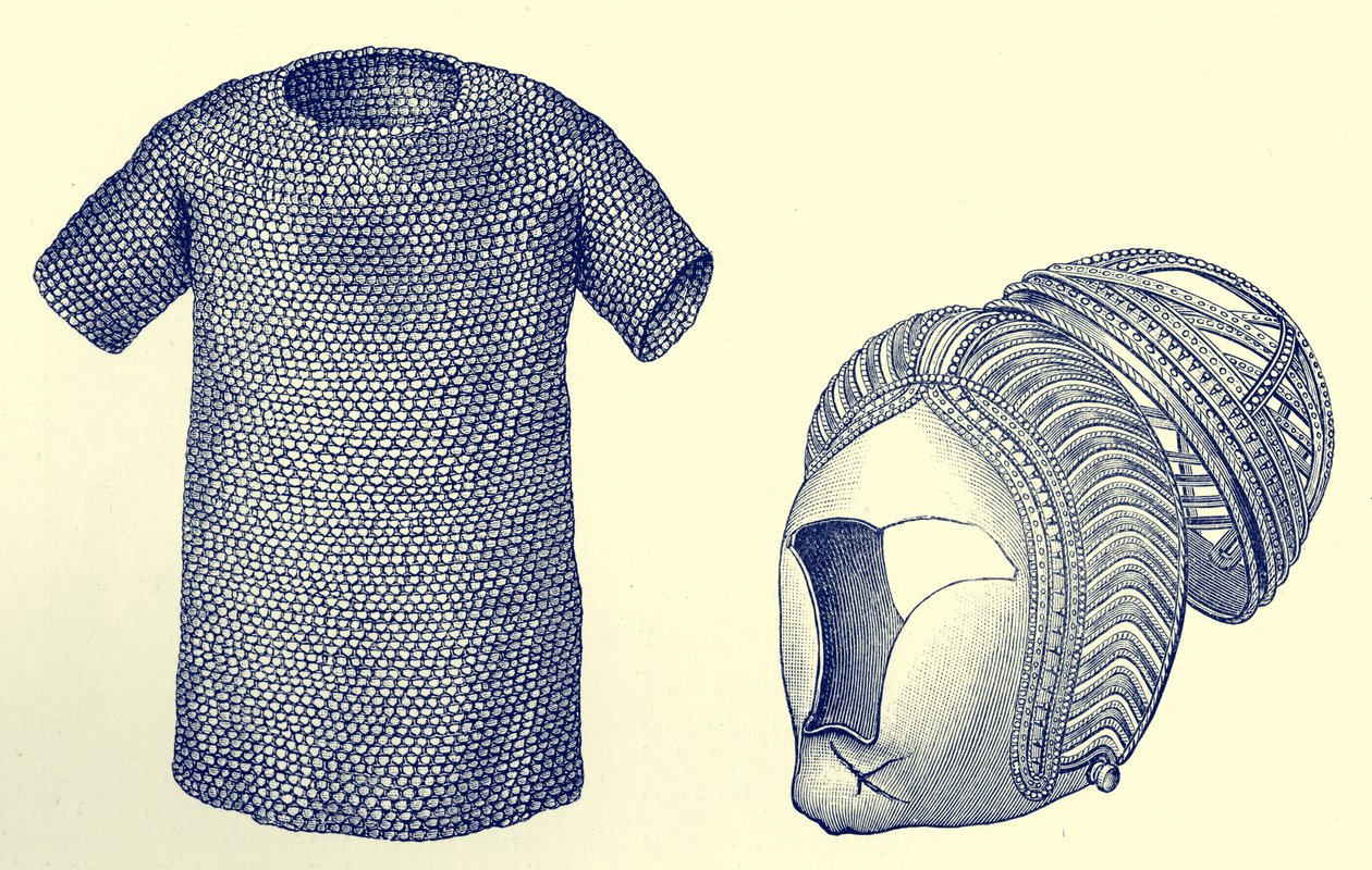 Mailcoat en zilveren helm, voor 450 na Christus, uit 