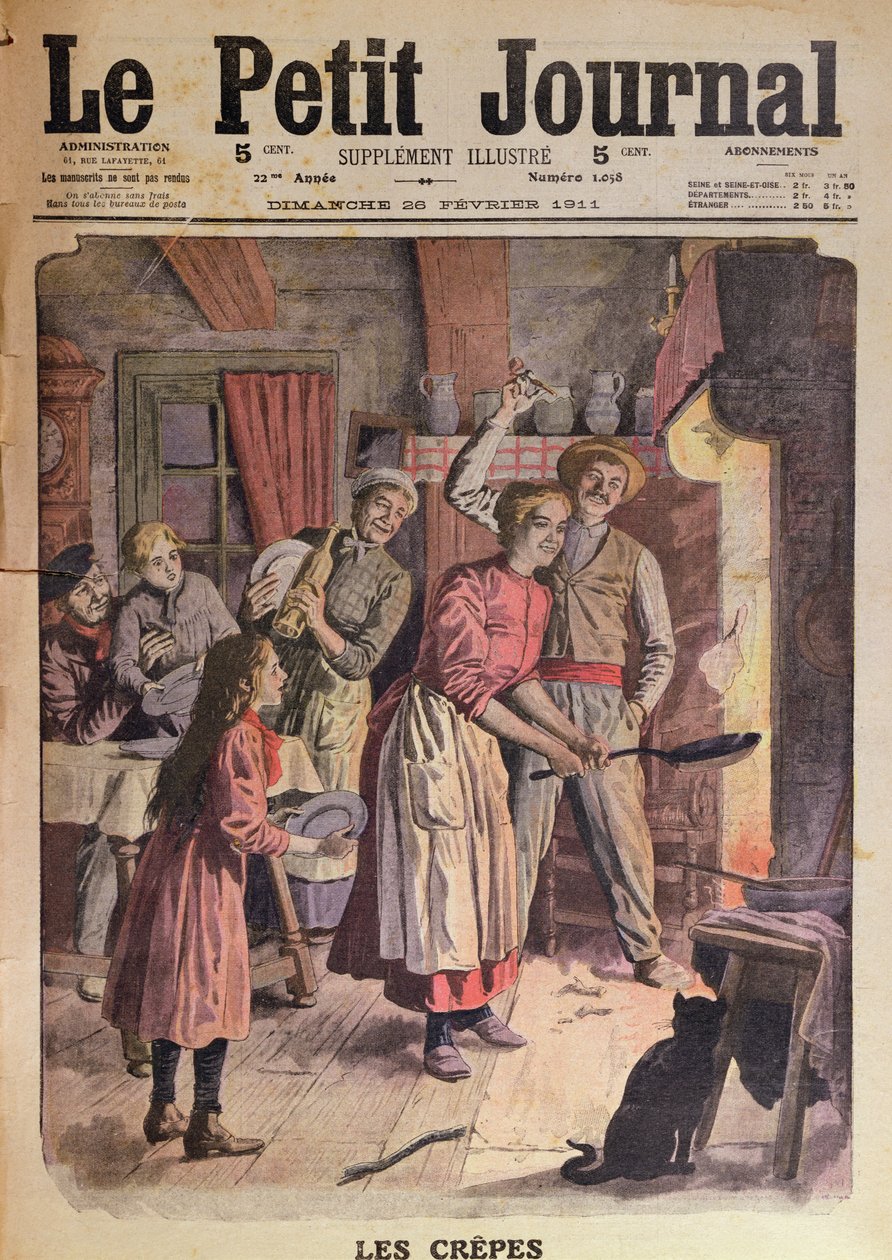 Pannenkoeken bakken, illustratie uit Le Petit Journal, 26 februari 1911 door English School