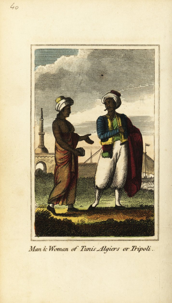 Man en vrouw van Tunis, Algiers of Tripoli door English School