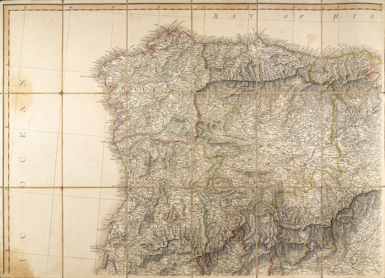 Kaart van Spanje die naar verluidt is gebruikt door de Hertog van Wellington door English School