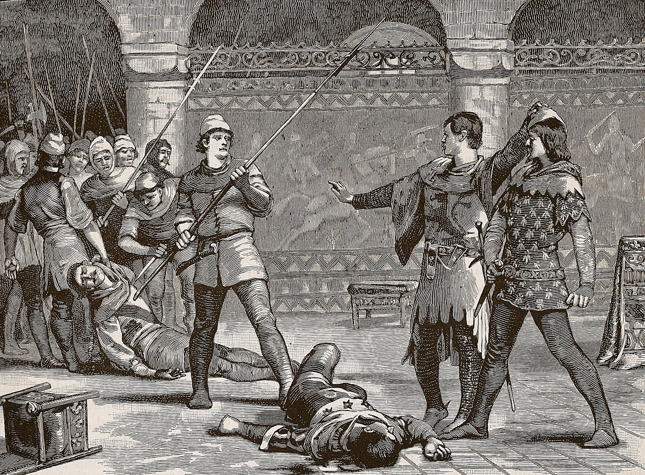 Marcel en de dauphin van Frankrijk, illustratie uit Cassells Geïllustreerde Geschiedenis van Engeland door English School
