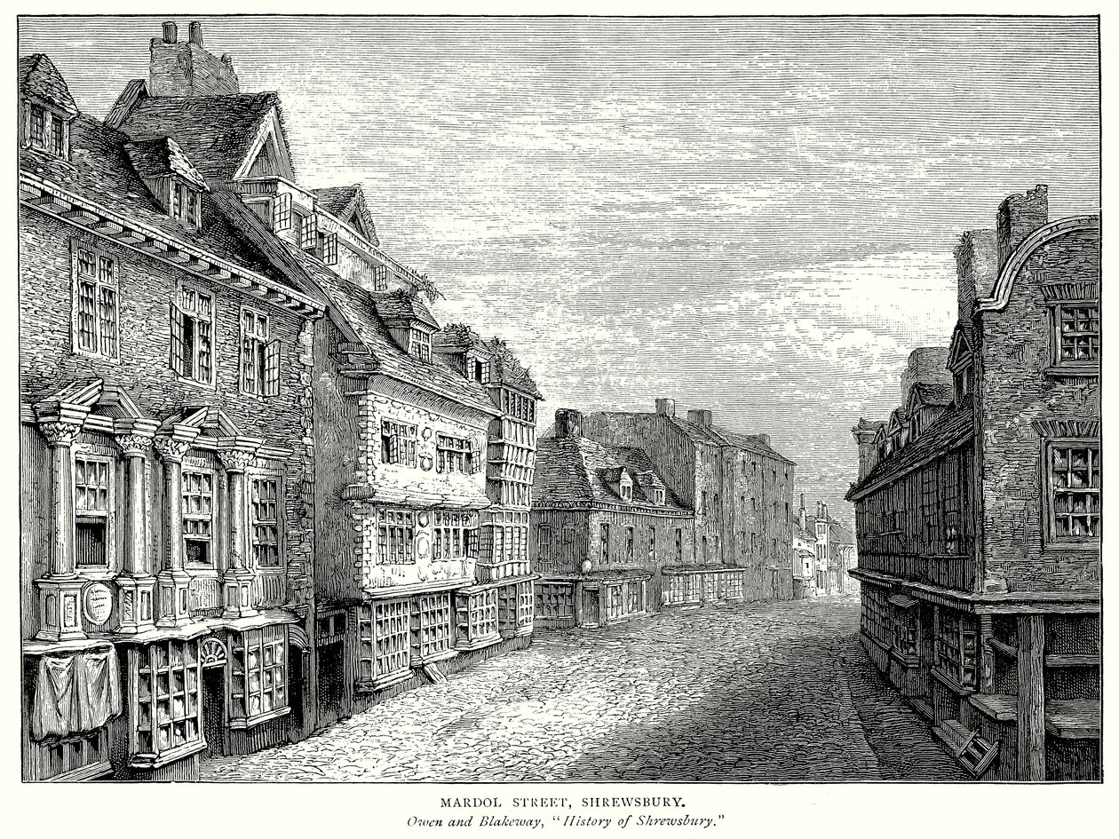 Mardol Street, Shrewsbury (engraving) door English School