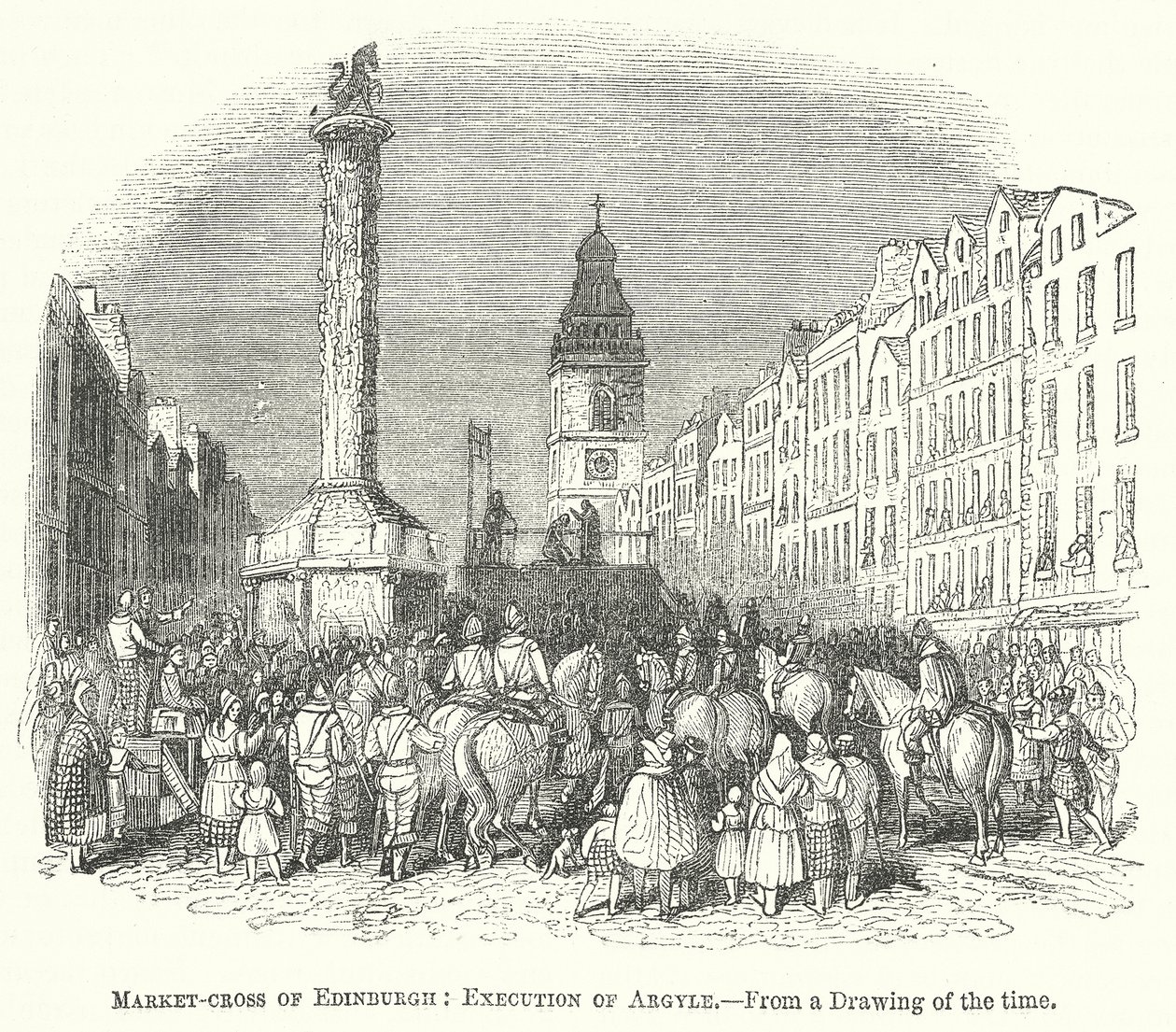 Marktkruis van Edinburgh: Executie van Argyle (gravure) door English School