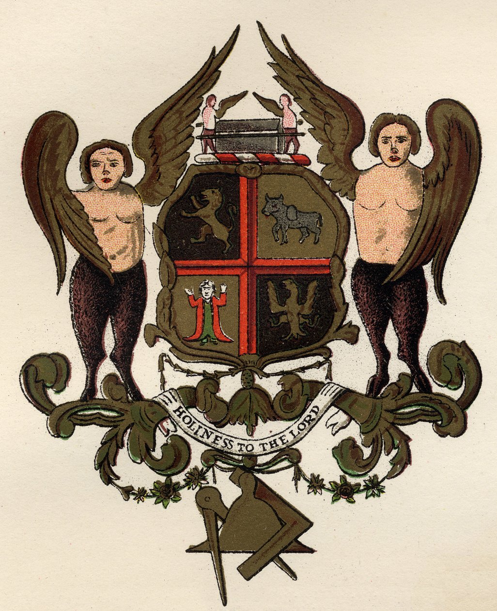 Vrijmetselaarswapens, naar een geschilderd paneel in het bezit van W.H.Y. Rylands, uit The History of Freemasonry, volume II, uitgegeven door Thomas C. Jack, Londen, 1883 door English School