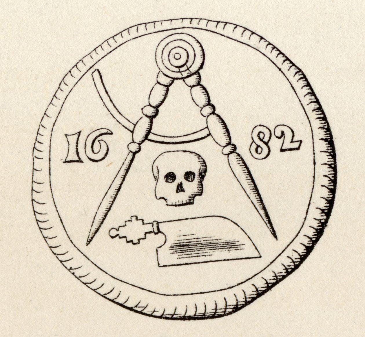 Vrijmetselaarszegel van de Timmerlieden van Maastricht, gedateerd 1682, uit 