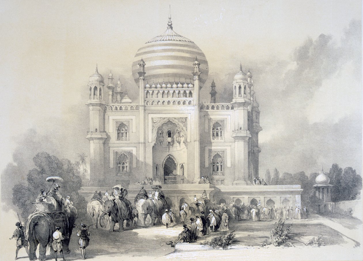 Mausoleum van Jufhir Junge, Delhi, uit The Oriental Portfolio: Picturesque Illustrations of the Scenery and Architecture of India door Horace H. Wilson, gepubliceerd 1841 door English School