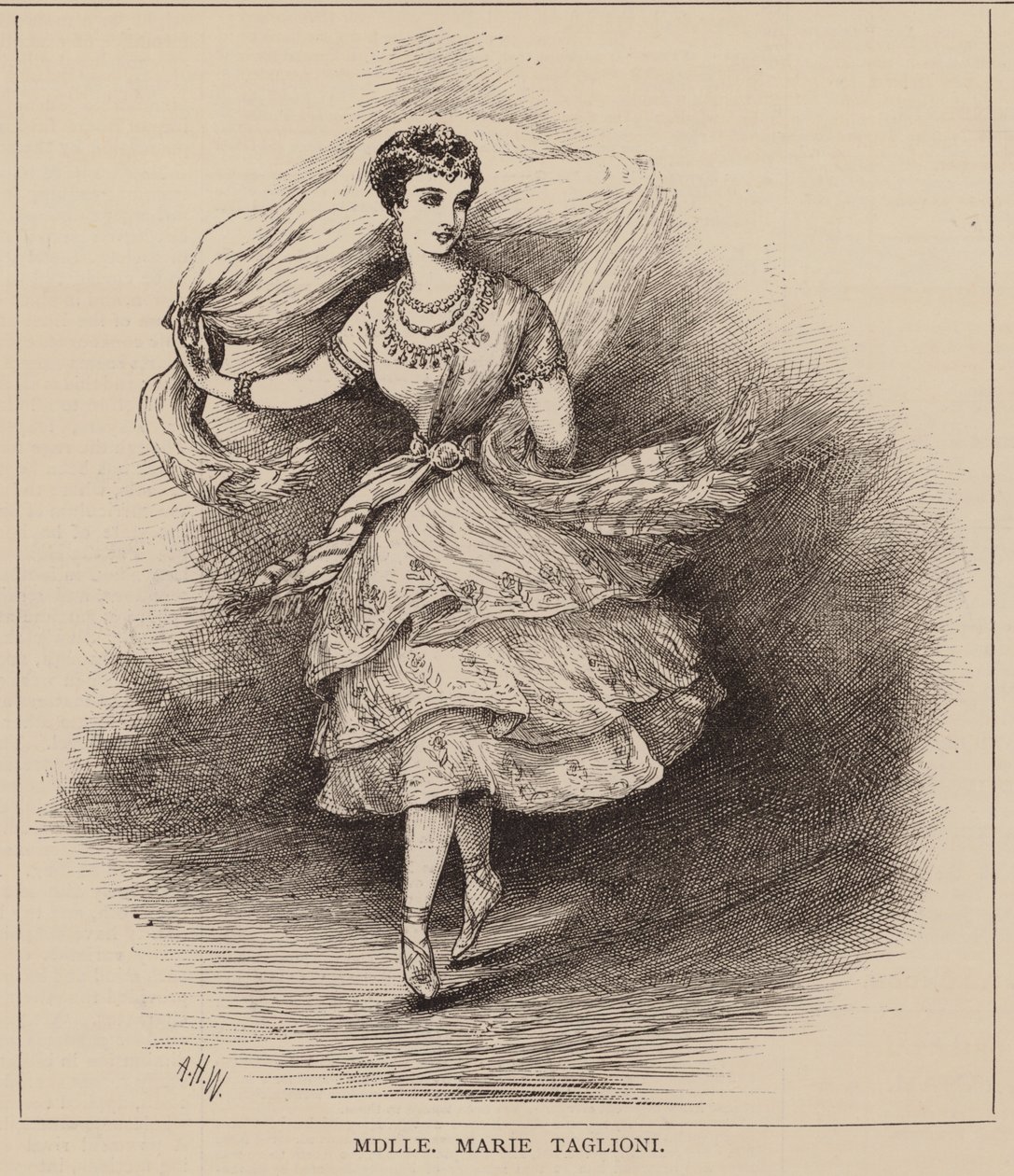 Mdlle Marie Taglioni (gravure) door English School