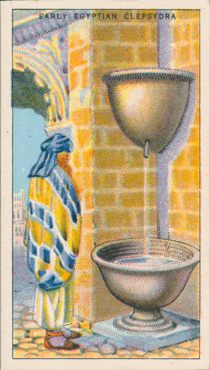 Meting van tijd: Clepsydra (kleurenlitho) door English School