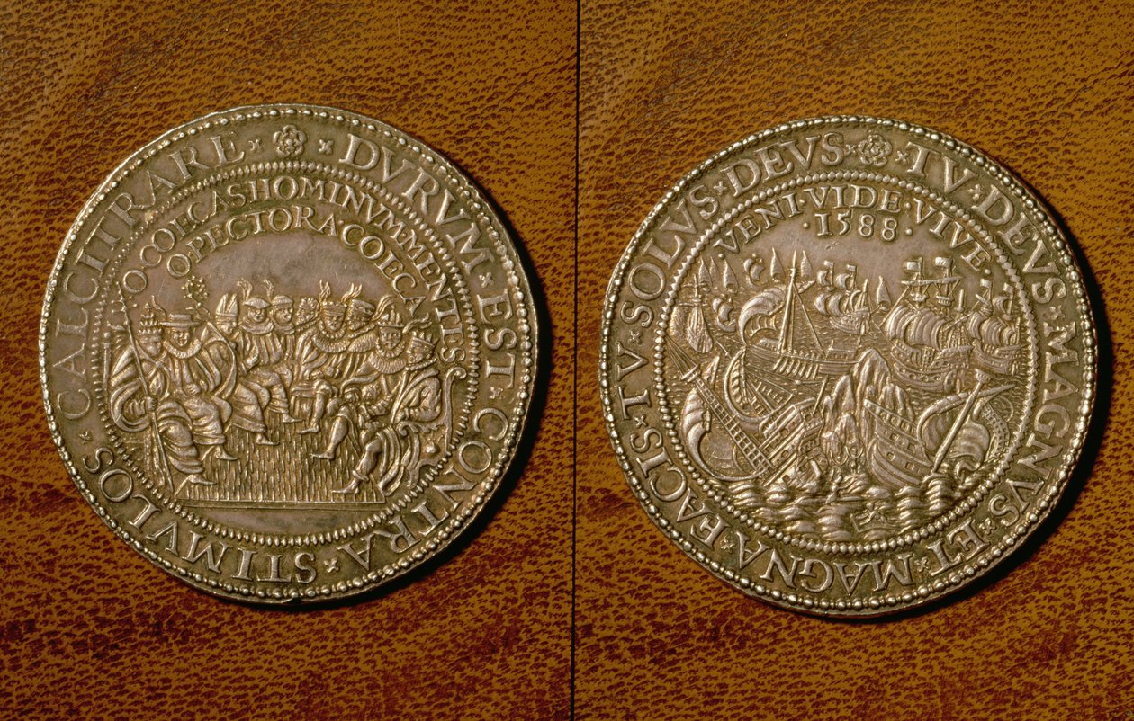 Medaille ter herdenking van de nederlaag van de Spaanse Armada, 1588 door English School