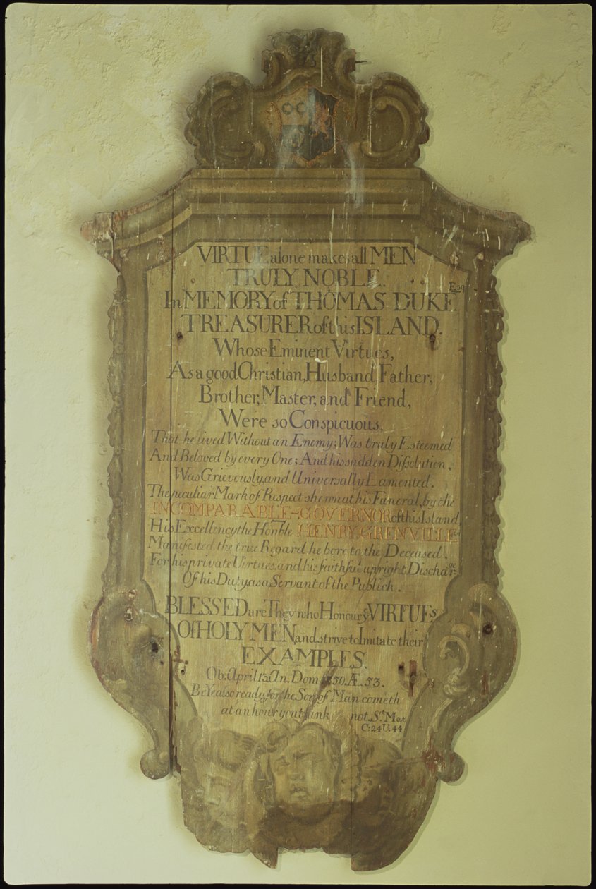Gedenkteken voor Thomas Duke, 1750 door English School