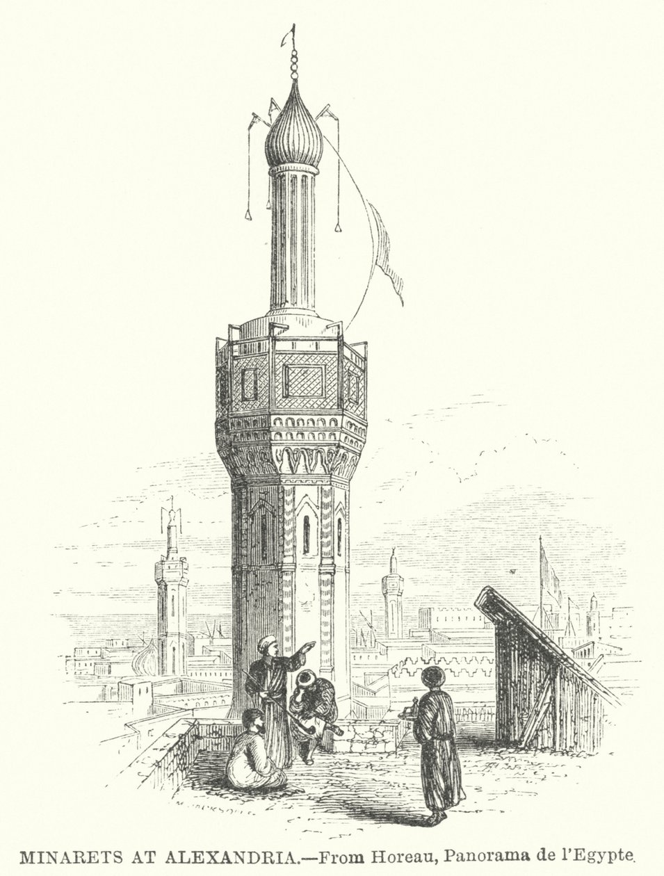 Minaretten in Alexandrië (gravure) door English School