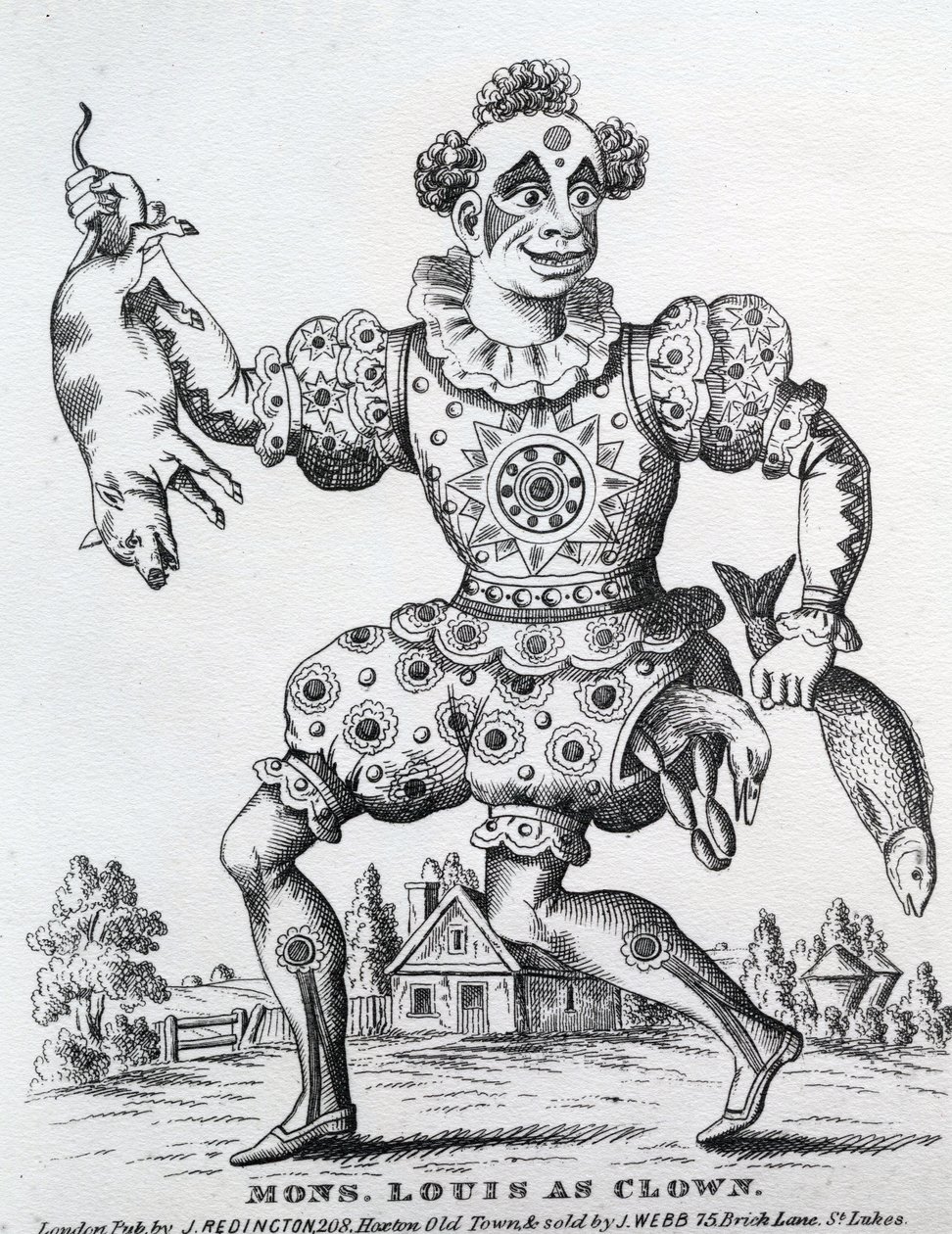Mons. Louis als clown, uitgegeven door John Redington, 1860-1872 door English School