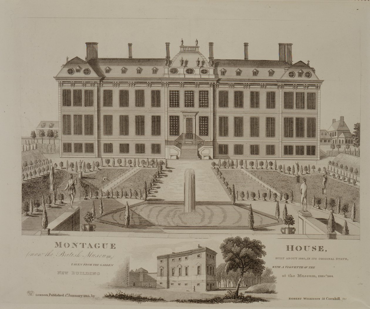Montague House, nu het British Museum, 1813 door English School