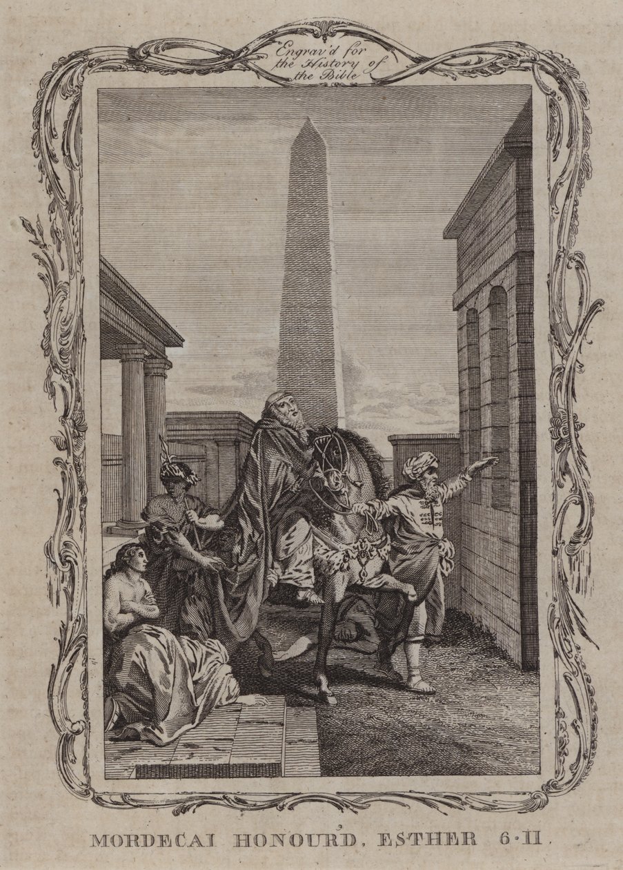 Mordechai geëerd (gravure) door English School