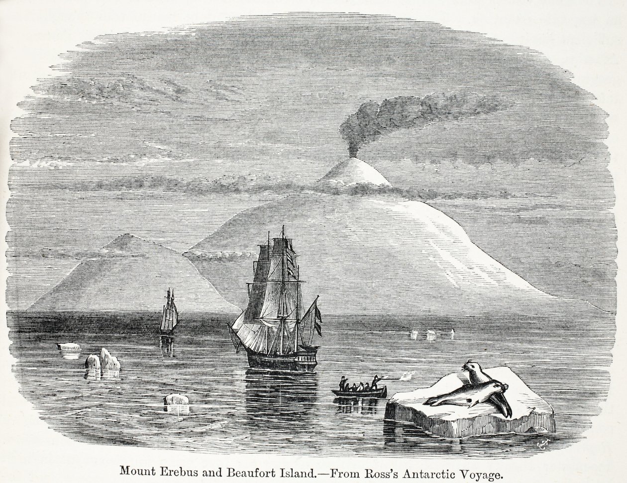 Mount Erebus en Beaufort Island uit Ross