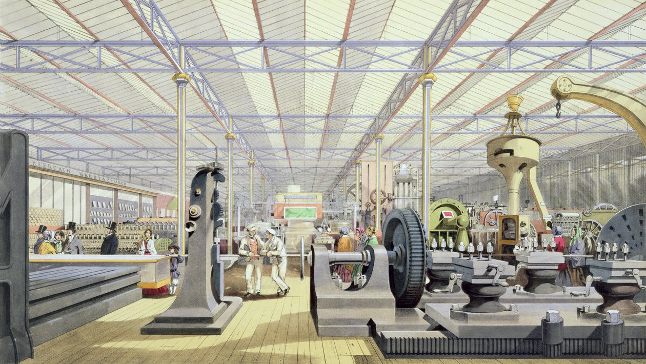 Bewegende machines, uit Dickinsons Comprehensive Pictures of the Great Exhibition of 1851, gepubliceerd 1854 door English School