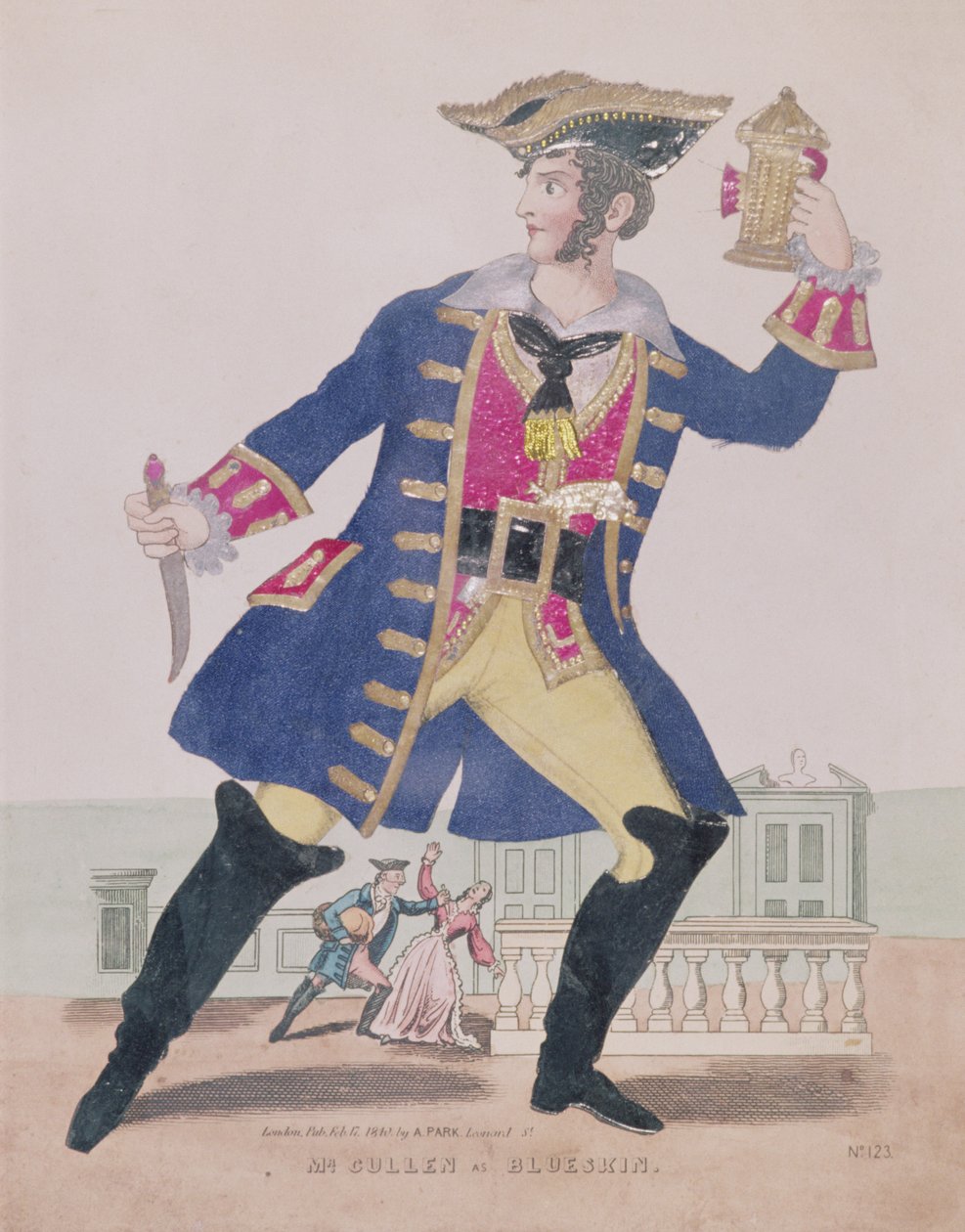 Mr. Cullen in de rol van Blueskin (Blauwbaard), pub. 1810 door English School