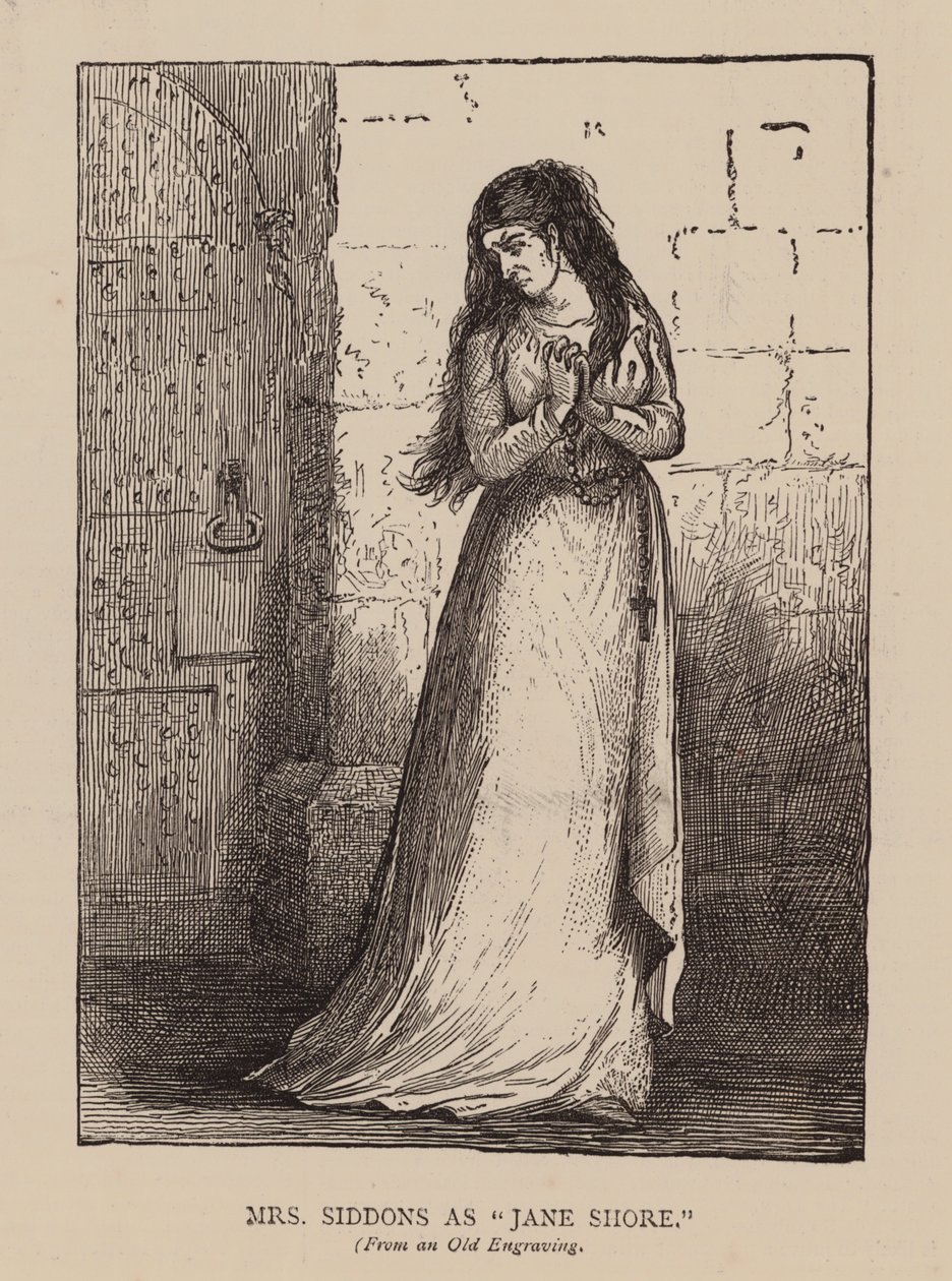 Mevrouw Siddons als "Jane Shore" (gravure) door English School